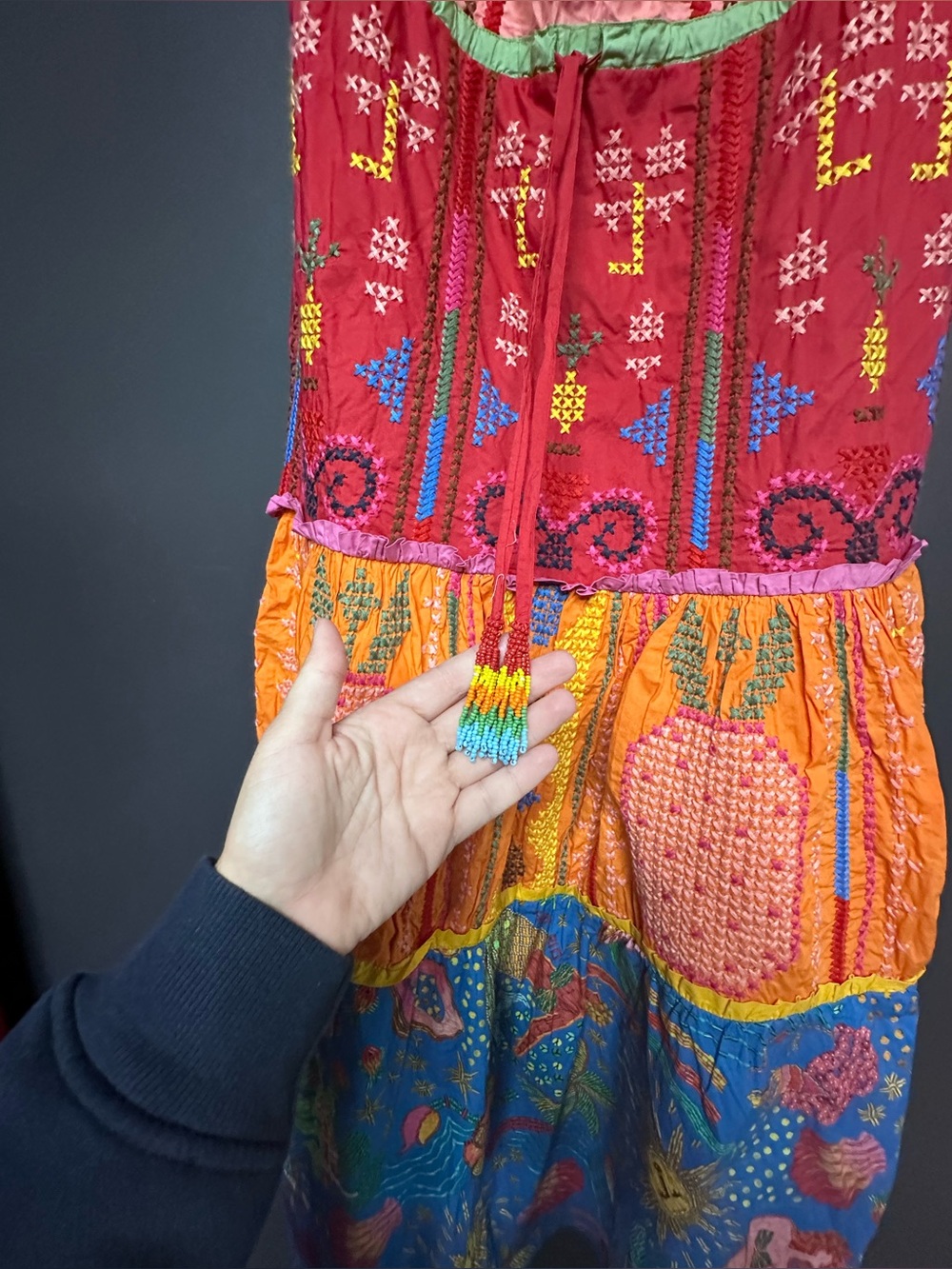 NWOT FARM Rio Color Blocking Embroidered Maxi Dress S - Picture 4 of 6